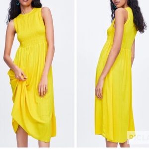Zara Yellow Smocked Maxi Dress